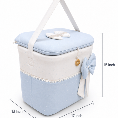 Adorables Baby Storage Basket for Newborn | Large Basket | Twinkle Blue And White Star | Q Cotton | Organizer for Baby Essentials (Copy) (Copy)