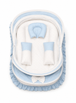 Adorables Baby Mesh Infant Bed | Twinkle Blue & White Star | Bow Work & Lace Design | Soft Cotton & Recron