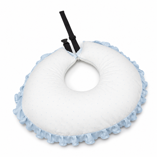 Adorables Feeding Pillow for Newborn | Twinkle Blue & White Star | Soft Cotton with Recron Filling | Bow Work & Lace Design