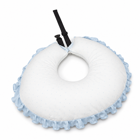 Adorables Feeding Pillow for Newborn | Twinkle Blue & White Star | Soft Cotton with Recron Filling | Bow Work & Lace Design