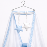 Adorables Baby Cradle for Newborn | Bed Cradle Set | Twinkle Blue and White Star | Cotton with Recron Filling | Includes Net & Star Hangings