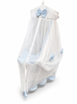 Adorables Baby Cradle for Newborn | Bed Cradle Set | Twinkle Blue and White Star | Cotton with Recron Filling | Includes Net & Star Hangings