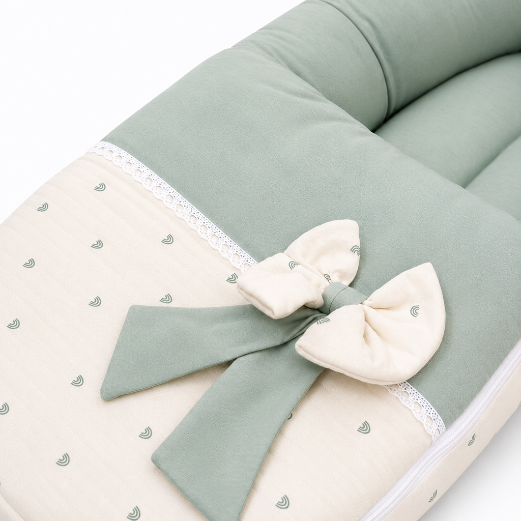 Adorables Baby Sleeping Bag | Rainbow Charm & Green | Cute Rainbow Print, Bow Work & Lace Design | Cotton & Recron