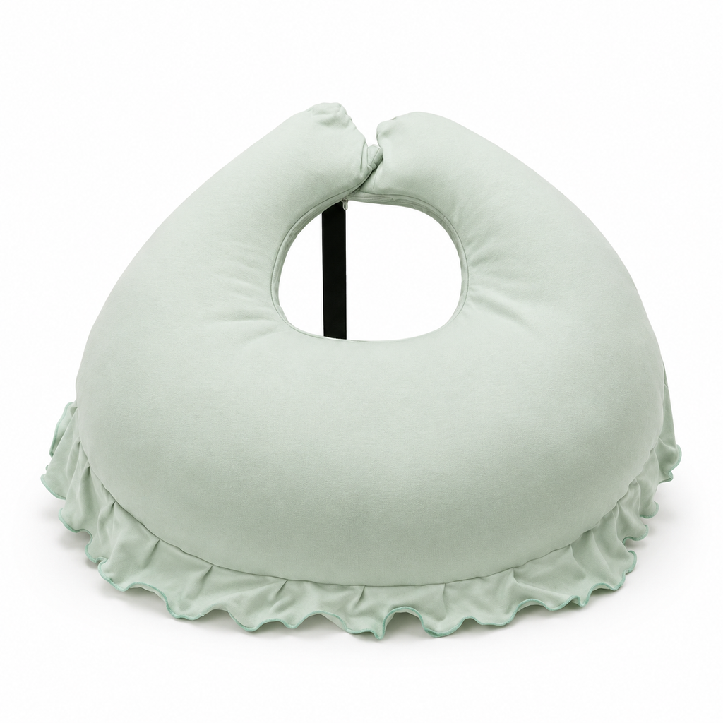 Adorables Feeding Pillow for Newborn | Rainbow Charm & Green | Soft Cotton with Recron Filling | Bow Work & Lace Design