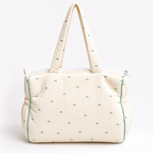Adorables Diaper Bag for Moms | Rainbow Charm & Green | Cotton & Foam LD | Baby Diaper Bag with Elegant Lace Design