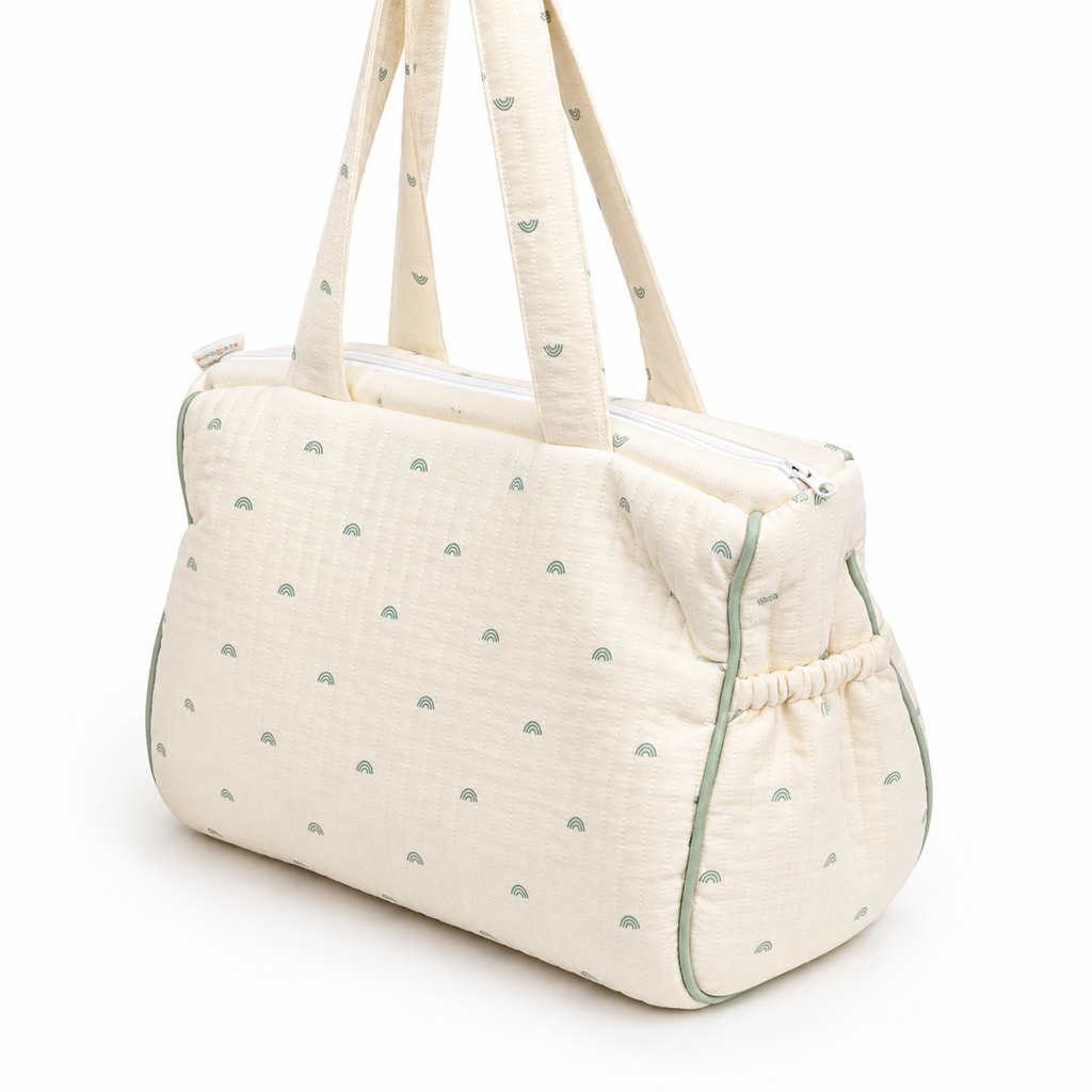 Adorables Diaper Bag for Moms | Rainbow Charm & Green | Cotton & Foam LD | Baby Diaper Bag with Elegant Lace Design