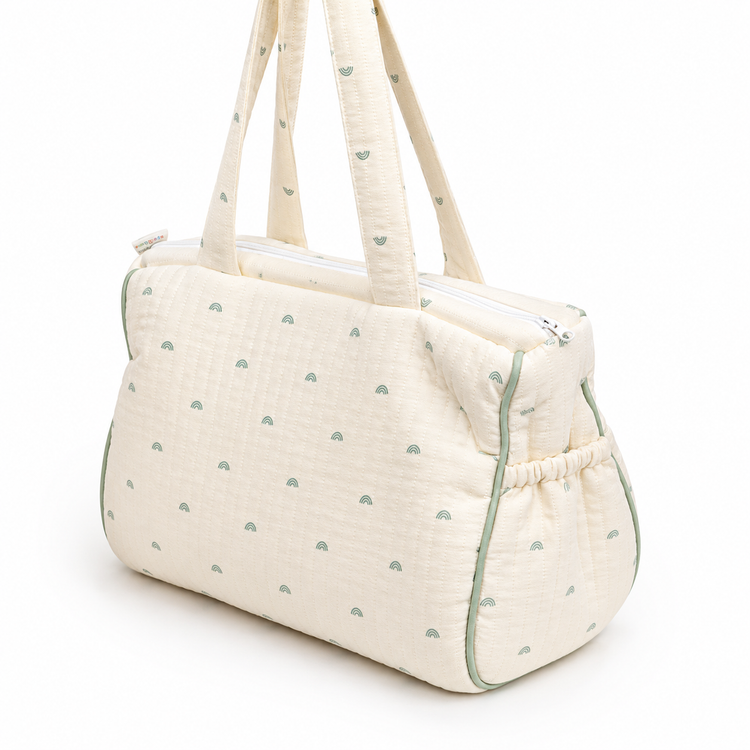 Adorables Diaper Bag for Moms | Rainbow Charm & Green | Cotton & Foam LD | Baby Diaper Bag with Elegant Lace Design