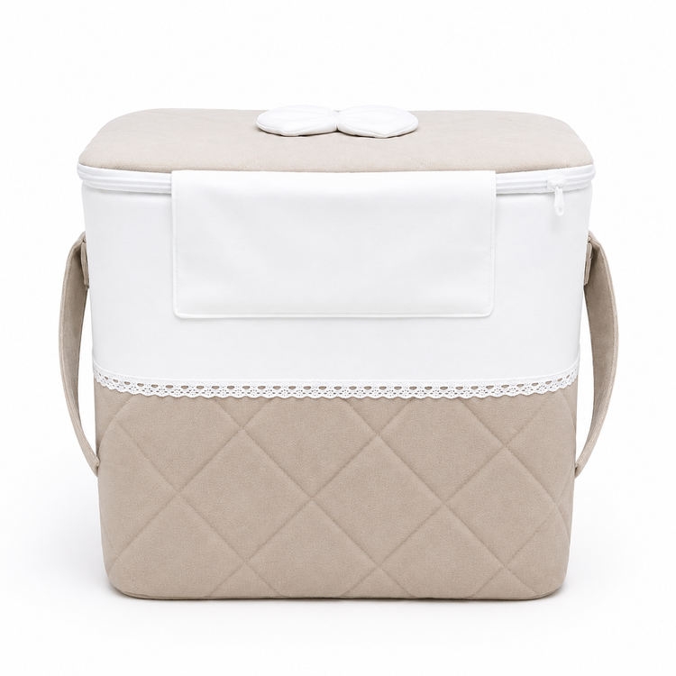 Adorables Baby Basket (Large) | Lightweight Storage | Royal Beige & White | Organizer for Baby Essentials