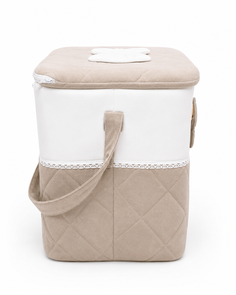 Adorables Baby Basket (Large) | Lightweight Storage | Royal Beige & White | Organizer for Baby Essentials