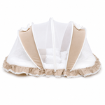 Adorables Baby Mesh Infant Bed | Royal Beige & White | Bow Work & Lace Design | Rexin, Cotton & Recron
