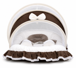 Adorables Baby Mesh Infant Bed | Chocolate Brown & Off White | Bow Work & Lace Design | Rexin, Cotton & Recron