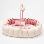 Adorables Baby Bed for Newborn | Oval Bed | Cherry Blush & Pink | Quilted Cotton with Recron filling | With Removable Net