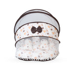 Adorables Baby Hospital Bedding Combo Set 3 in 1 | Dark Coffee & White | Heart Print, Bow & Lace Work | Cotton & Recron | Hospital Bed, Baby Holder & Basket (Large)