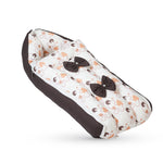 Adorables Baby Round Bedding Combo Set 3 in 1 | Dark Coffee & White | Heart Print & Lace Design | Cotton & Recron | Includes Round Bed, Sleeping Bag & Large Basket