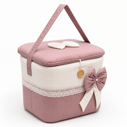 Adorables Baby Basket (Large) | Lightweight Storage | Soft Linea White in Onion Pink | Organizer for Baby Essentials