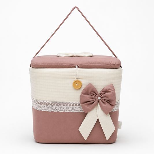 Adorables Baby Basket (Large) | Lightweight Storage | Soft Linea White in Onion Pink | Organizer for Baby Essentials