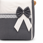 Adorables Baby Sleeping Bag | Soft Linea Grey & White | Bow Work & Lace Design | Cotton with Recron filling