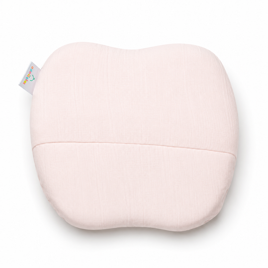 Adorables Neck Pillow for Newborn | Solid Peach | Memory Foam & Muslin | Soft Baby Neck Support Pillow