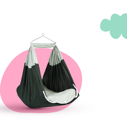 Adorables Bed Cradle | Light Green & Dark Green | Cotton with Recron Filling | Bow and Pearls Work | Includes Net and Star Hangings