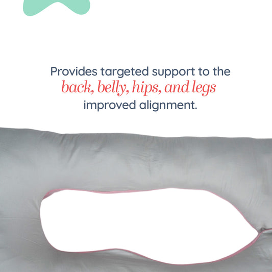 Adorables Pregnancy Pillow – Grey & Pink | Full Body Comfort for Expecting Mothers