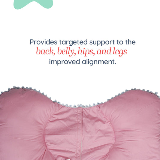 Adorables Pregnancy Pillow-(Small) | Grey & Pink | Pompom Lace Design | Full Body Support