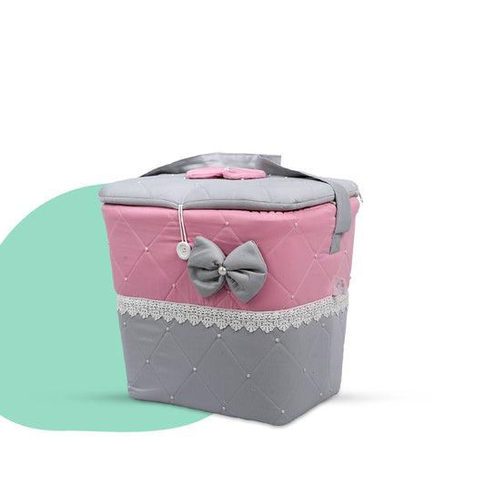 Adorables Baby Basket (Large) | Lightweight Storage | Grey & Pink | Organizer for Baby Essentials