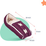 Adorables Baby Round Bedding Combo Set 4 in 1 | Purple & Beige | Butterfly Embroidery & Lace Design | Cotton & Recron | With Round Bed, Sleeping Bag, Basket (L) & Feeding Pillow