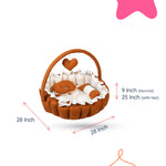 Adorables Baby Round Bedding Combo Set 4 in 1 | Coffee & Off White | Bow, Pearls & Lace Design | Cotton & Recron | Includes Round Bed, Sleeping Bag, Basket (L) & Feeding Pillow