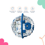 Adorables Baby Round Bedding Combo Set 3 in 1 | Royal Blue & White | Rainbow Print, Bow & Lace | Cotton & Recron | With Round Bed, Basket (L) & Baby Holder