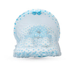 Adorables Baby Hospital Bedding Combo Set 3 in 1 | Sky Blue & White | Star Print, Bow & Lace Design | Cotton & Recron | Hospital Bed, Baby Holder & Basket (Large)