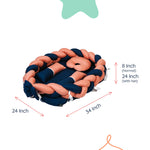 Adorables Baby Braided Bedding Combo Set 4 in 1 | Turquoise Blue & Peach | Star Bow, Pearls & Lace Design | Cotton & Recron | Includes Braided Nest, Sleeping Bag, Basket (L), and Feeding Pillow