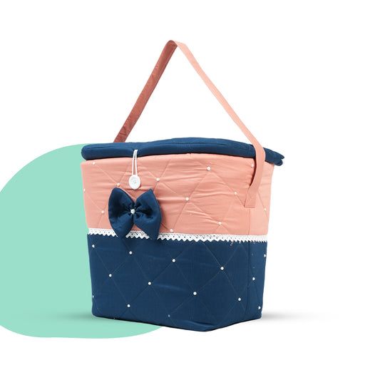 Adorables Baby Basket (Large) | Lightweight Storage | Turquoise Blue & Peach | Organizer for Baby Essentials