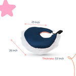 Adorables Baby Oval Bedding Combo Set 4 in 1 | Turquoise Blue & Peach | Star Bow, Pearls & Lace Design | Cotton & Recron | With Oval Bed, Sleeping Bag, Basket (L) & Feeding Pillow