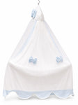 Adorables Baby Cradle for Newborn | Bed Cradle Set | Twinkle Blue and White Star | Cotton with Recron Filling | Includes Net & Star Hangings
