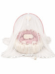 Adorables Baby Bed for Newborn | Oval Bed | Cherry Blush & Pink | Quilted Cotton with Recron filling | With Removable Net