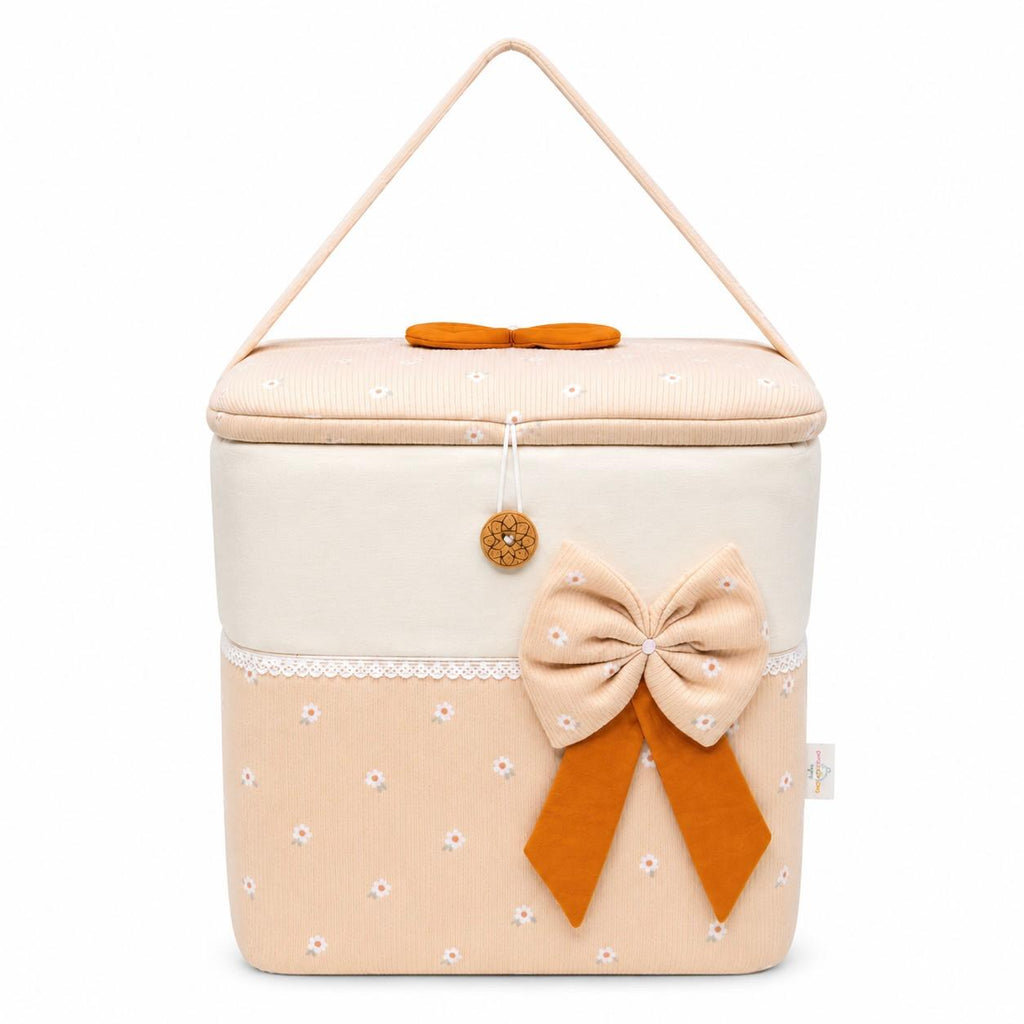Adorables Baby Storage Basket for Newborn | Large Basket | Peach Petal & Off White | Cotton | Organizer for Baby Essentials