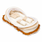 Adorables Baby Mesh Infant Bed | Peach Petal & Off White | Bow Work & Lace Design | Soft Cotton & Recron