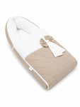 Adorables Sleeping Bag for Newborn | Royal Beige & White | Rexin & Cotton | Bow Work & Lace Frill Design