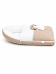Adorables Sleeping Bag for Newborn | Royal Beige & White | Rexin & Cotton | Bow Work & Lace Frill Design