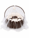 Adorables Baby Bed for Newborn | Oval Bed | Chocolate Brown & Off White | Rexin, Cotton & Recron | With Removable Net