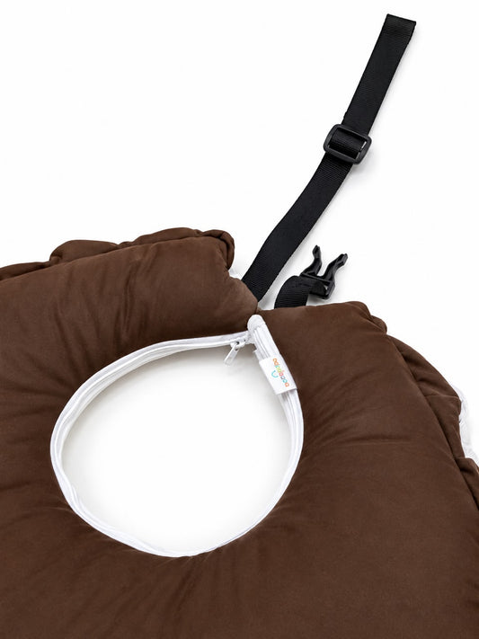 Adorables Feeding Pillow for Newborn | Chocolate Brown & Off White | Rexin &Cotton with Recron Filling | Bow Work & Lace Design