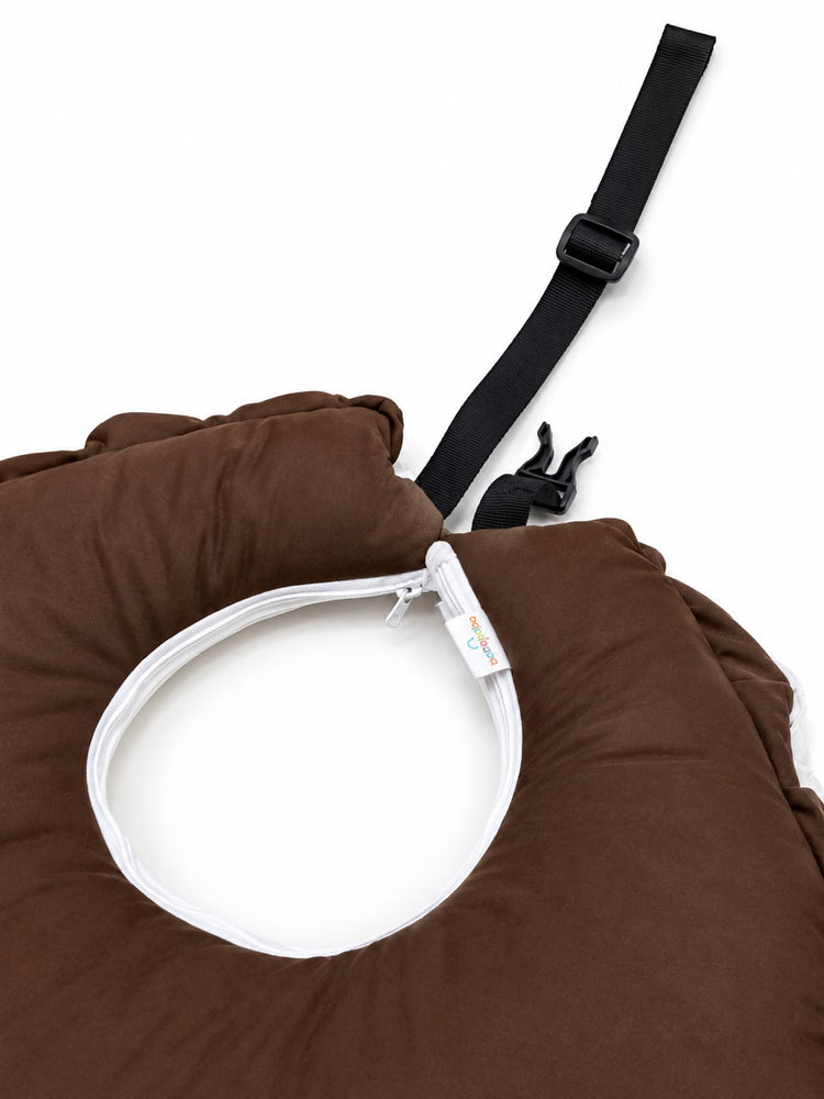 Adorables Feeding Pillow for Newborn | Chocolate Brown & Off White | Rexin &Cotton with Recron Filling | Bow Work & Lace Design