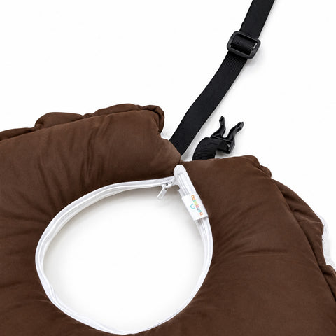 Adorables Feeding Pillow for Newborn | Chocolate Brown & Off White | Rexin &Cotton with Recron Filling | Bow Work & Lace Design