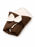 Adorables Receiving Blanket | Chocolate Brown and Off White | Rexin and Cotton with Recron Sheet | Soft & Elegant Swaddle
