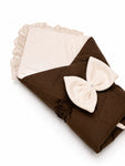 Adorables Receiving Blanket | Chocolate Brown and Off White | Rexin and Cotton with Recron Sheet | Soft & Elegant Swaddle