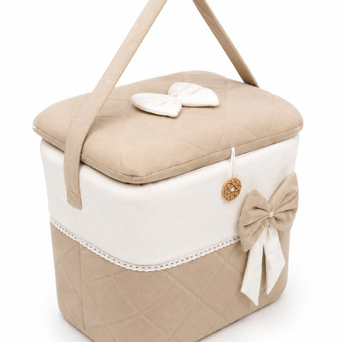 Adorables Baby Basket (Large) | Lightweight Storage | Royal Beige & White | Organizer for Baby Essentials