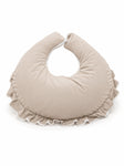 Adorables Feeding Pillow for Newborn | Royal Beige & White | Rexin & Cotton with Recron Filling | Bow Work & Lace Design