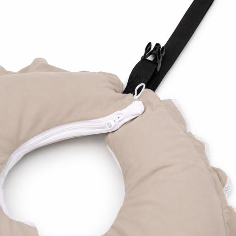 Adorables Feeding Pillow for Newborn | Royal Beige & White | Rexin & Cotton with Recron Filling | Bow Work & Lace Design