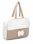 Adorables Diaper Bag for Moms | Royal Beige & White | Rexin , Cotton & Foam LD | Baby Diaper Bag with Elegant Lace Design