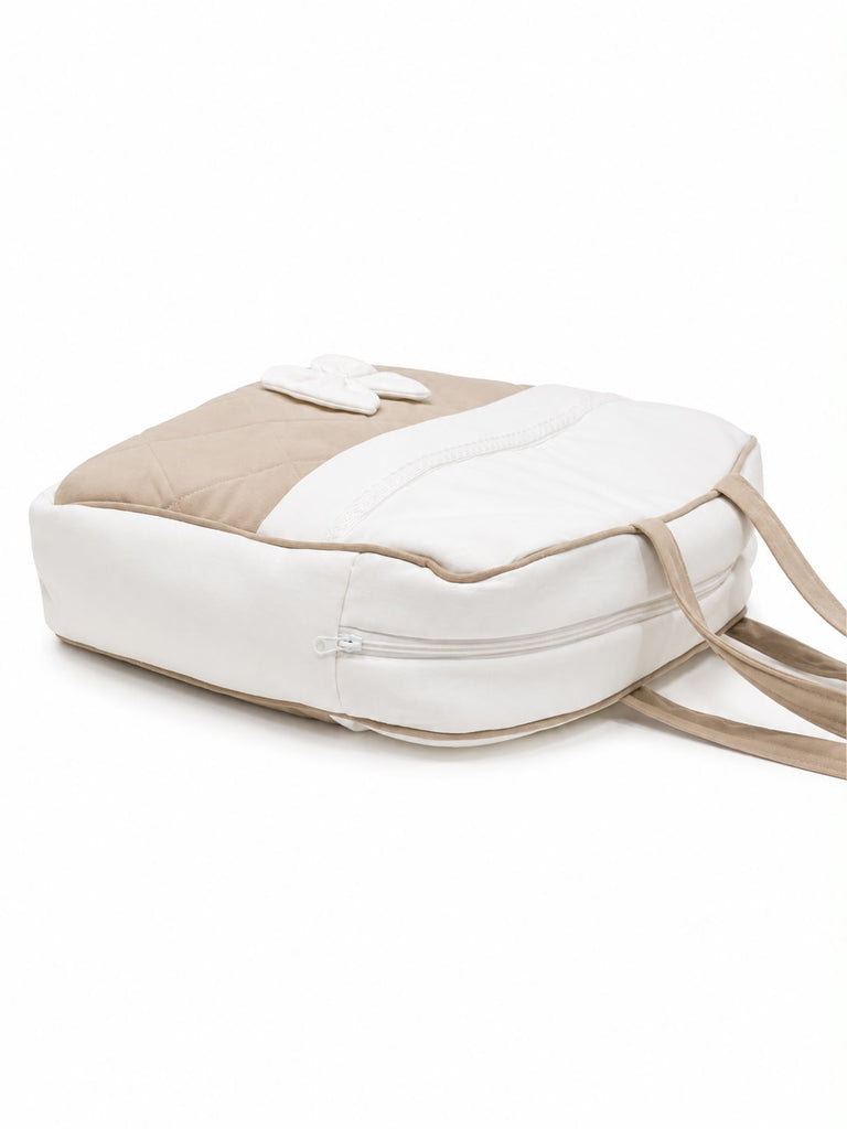 Adorables Diaper Bag for Moms | Royal Beige & White | Rexin , Cotton & Foam LD | Baby Diaper Bag with Elegant Lace Design